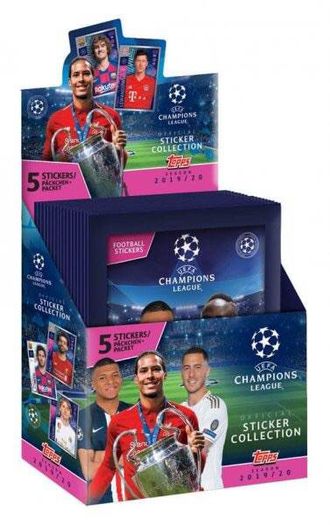 Коробка (бокс) наклеек TOPPS &quot;UEFA Champions League 2019/20 (Лига Чемпионов УЕФА 2019/2020 год)&quot; (30 пакетиков по 5 наклеек)