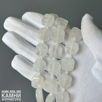 Горный хрусталь крупные плоские округлые прямоугольники 14-16 мм, цена за нить 19 см