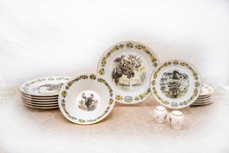 Набор посуды, тема - &quot;Лось&quot;. Цене комплекта на 6 персон.