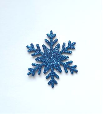 Снежинка из глиттерного фоамирана 3 см, цвет синий