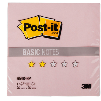 Блок-кубик Post-it Basic 654R-BP, 76х76, розовый (100 л)