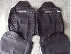 Чехлы  Премиум для SITRAK C7H480 MAX  от 2022г.в., (2 выс. сид, 2 ремня) экокожа+велюр (коричн)