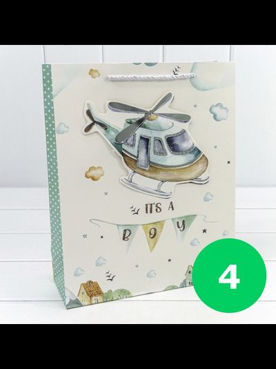 Пакет подарочный "Детский" с 3Д аппл.(микс), 26*32*10см