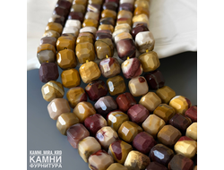 "Яшма мукаит" яшмоид ограненный куб 8,5-8,8 мм, цена за нить 19 см