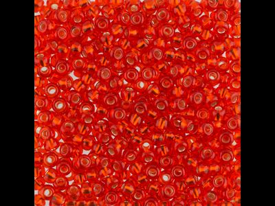 БИСЕР PRECIOSA 10/0 - 50г - 97050 ПРОЗРАЧНЫЙ С СЕРЕБРЯНОЙ ЛИНИЕЙ ВНУТРИ КРАСНЫЙ (ОГОНЁК)