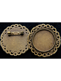 Основа-брошь, 39 мм, для кабошона 25 мм