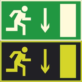Фотолюминесцентный знак E09 «Указатель двери эвакуационного выхода (правосторонний)»