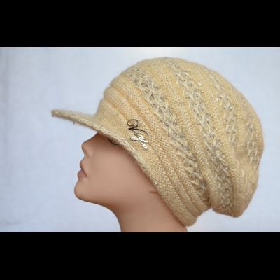 Вязаная кепка Vizio Италия 6163 песочного цвета