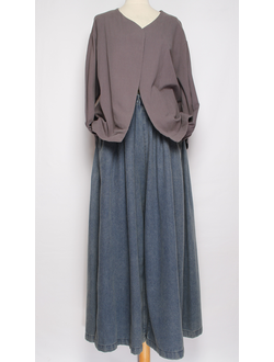 Жакет хлопок  "ВОРОТНИК АПАШ" серый р.46-52