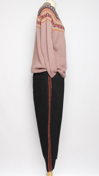 Брюки плотный хлопок утепленные "Лампас" молочные, шоколад, черные, красные р.48-52