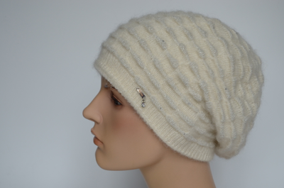 Белый вязаный берет для женщин Vizio Италия 8020 В