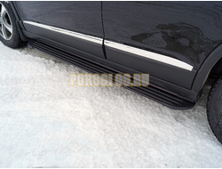 Пороги алюминиевые "Slim Line Black" 1720 мм ТСС для Haval M6 2023-