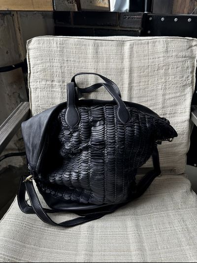 Женская большая сумка из натуральной винтажной кожи Vera Pelle, цвет черный 0268999