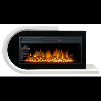 Линейный электрокамин Basel L белый с черным с очагом Vision 42 LOG LED