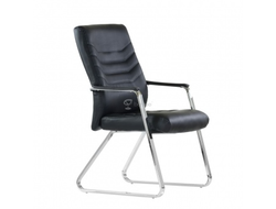 Кресло Barneo K-25 для посетителей и переговорных, хром, черная кожа купить в Ялте