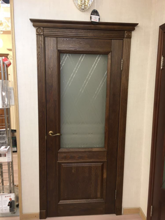 Межкомнатная дверь "Афина" античный орех (стекло)