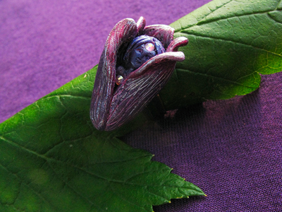 Ночная Фея (Фея Цветов). Авторское кольцо с цветком из полимерной глины и стразами Swarovski