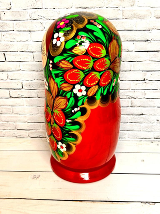 Матрешка цельная 240*120 мм с росписью Хохлома