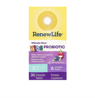 Renew Life Ultimate Flora Kids Probiotic 3 Billion Live Cultures - Пробиотик для детей, со вкусом ягод, 3 млрд живых культур