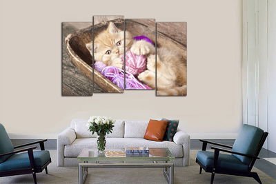 Модульная картина "Котенок с клубочком"