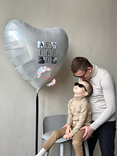 Сердце с индивидуальной надписью и фотографиями (Размер шара 91 см)