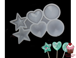 Форма для леденцов-погремушек Звезда, сердце, круг