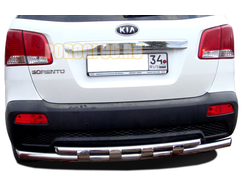 Защита заднего бампера двойная с перемычкам d60/42 для Kia Sorento (2009-2012)