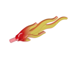 Wave Rounded Straight Large with Bar End Flame with Marbled Trans-Yellow Pattern, Trans-Red (85959pb01b / 6056842 / 6172283)