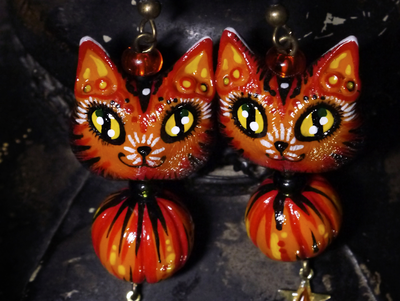 "Хранители рощи Первоосени", серьги с лисичками, тыквами и звёздами