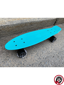 Мини-Круизер Fish Board 22" Бирюзовый на черных колесах