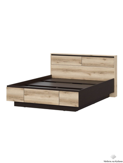 Берген кровать 1,6м с ящиками для хранения и кроватным столиком Дуб делано/Венге (с настилом)
