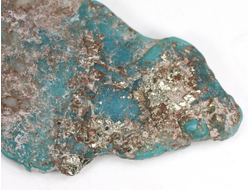 Бирюза с пиритом, необработанный, дикий образец, США, Аризона (53*28*5 мм, 7,7 г) №37597