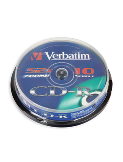 Носители информации CD-R, 52x, Verbatim Extra Protection, Cake/10, 43437