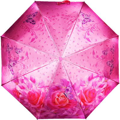 Зонт женский автоматический Цветы DINIYA (сатин), 6 видов
