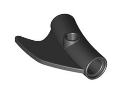 Technic, Pin Connector Round Curved with Fin and Hole, Black (87745 / 4563474)