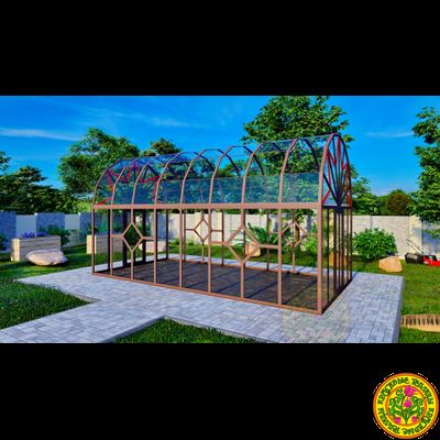 Теплица - Оранжерея из стекла и алюминия с купольной многогранной крышей АСТОРИЯ размером 3500 х  6000 мм