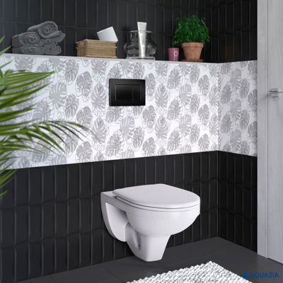 Инсталляция AQUAZIA ATOM 410 для подвесного унитаза, кнопка Atom (Soft Touch чёрная)