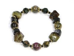 Сборка комбинированного браслета из камней на резинке, от 500 руб. (№22933)