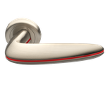 Дверные ручки Morelli Luxury "SUNRISE" NIS/ROSSO Цвет - Матовый никель/с красной вставкой