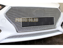 Защита радиатора Hyundai Solaris 2017- chrome верх без логотипа PPREMIUM