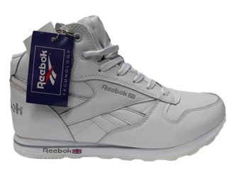 Кроссовки Reebok Classic белые высокие с мехом