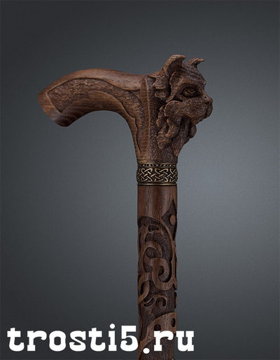 Резная красивая трость с рысью "Рысь Резная"