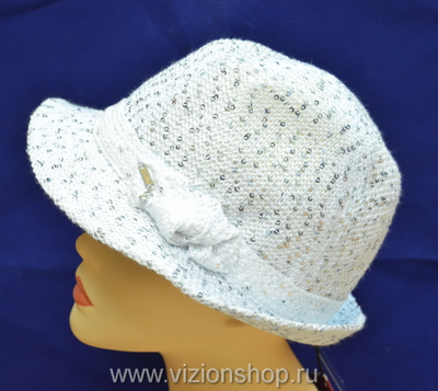 Шляпа с паетками Vizio Италия 5051 белая