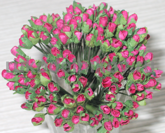бумажные цветы "Роза закрытый бутон", цвет малиновый, 4 мм, 12 шт/уп