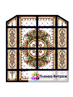 Пленка самоклеющаяся на потолок , розы витражная пленка, пленочный витраж с классическим рисунком
