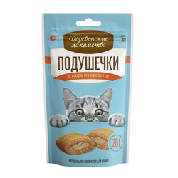 Деревенские лакомства для кошек, Подушечки с пюре из креветок 30 гр