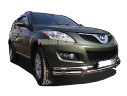 Защита переднего бампера двойная (верх+2 коротких )с перемычками d60/42 для Great wall Hover H5 (2010)