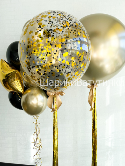 Шар хром гигант с надписью 60см (цвет любой)