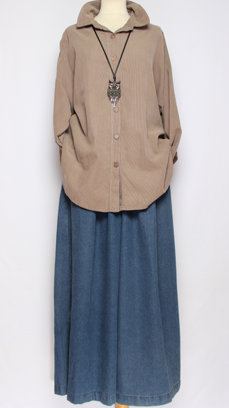 Рубашка Бохо "Вельвет защипы сбоку" бежевая