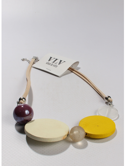 Колье "Белый желтый круг"